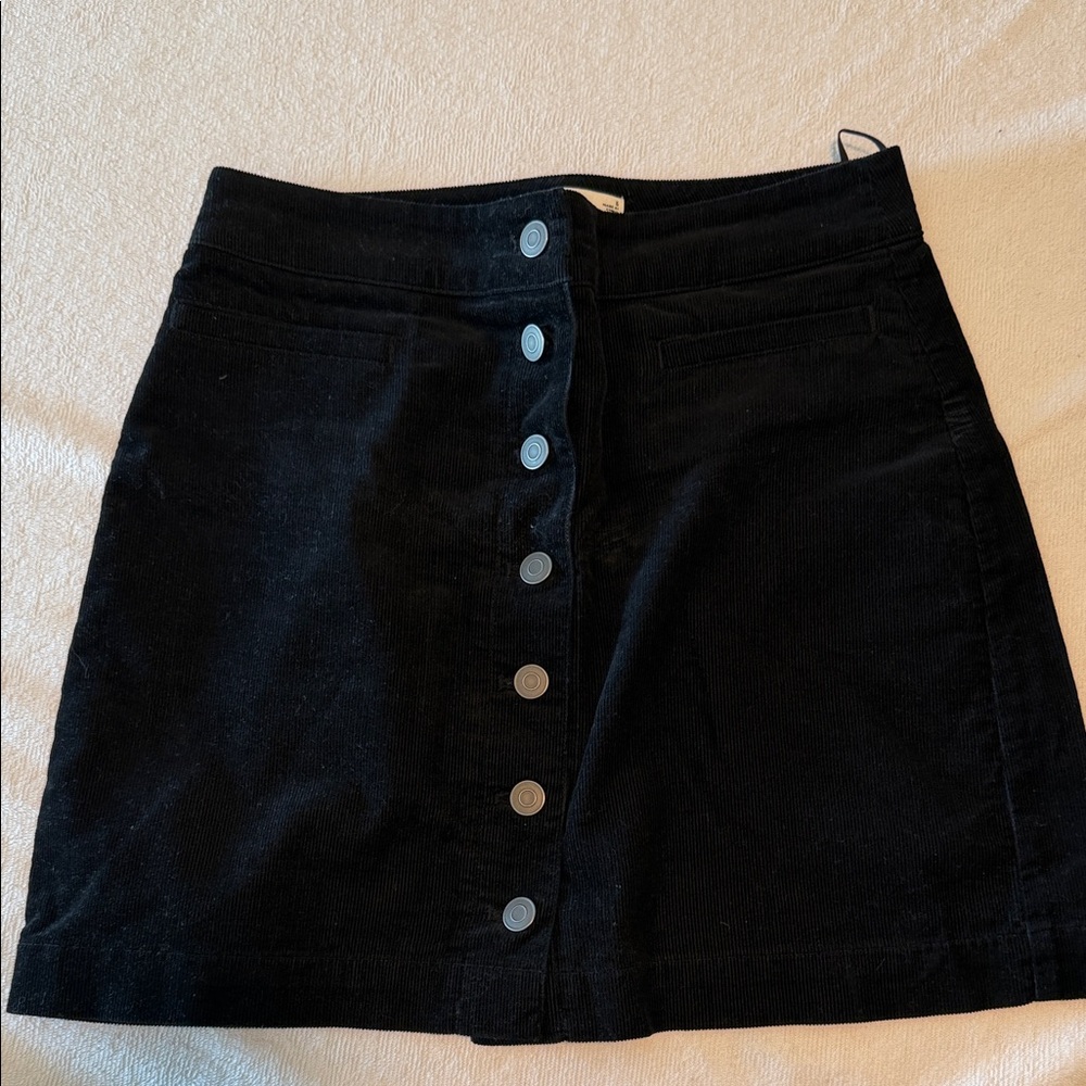 Wilfred Black Button-Front Corduroy Skirt